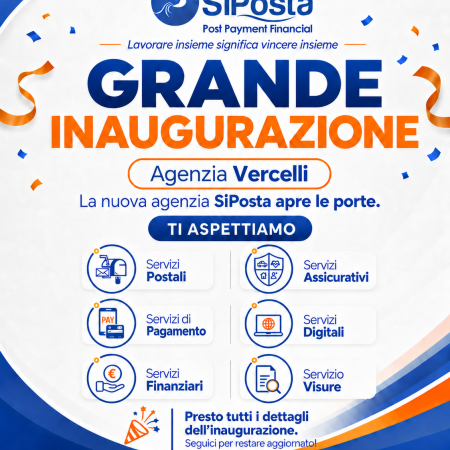 SiPosta il 3 Novembre inaugurazione Vercelli