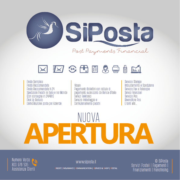SiPosta a Caltagirone apre una nuova agenzia di poste private SiPosta in formula franchising. 